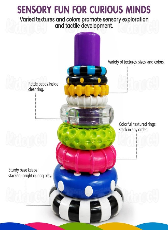 Kidology Ring Stacker Baby Toy for 6+ Month | 9-Piece Sensory Stacking Rings with Rattle | Montessori Learning Toy for Early Brain Development | Motor Skill & STEM Educational Toy for Kids & Infants - Image 3
